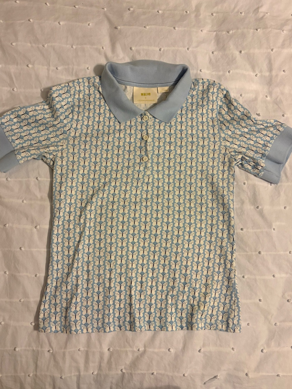 Anthropologie Maeve pique polo with butterflies
